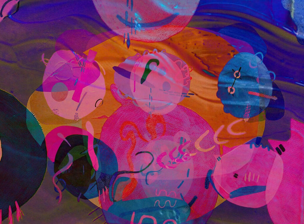 Installation art / re-search creation: Paper, acrylic paint, essays, envelopes (dimensions variable) Place des Artistes de Farrellton